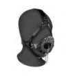 Imbracatura viso con tappo per bocca Open Mouth Gag Head Harness with Plug Stopper Black