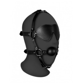 Imbracatura viso con maschera occhi e morso Blindfolded Head Harnes...