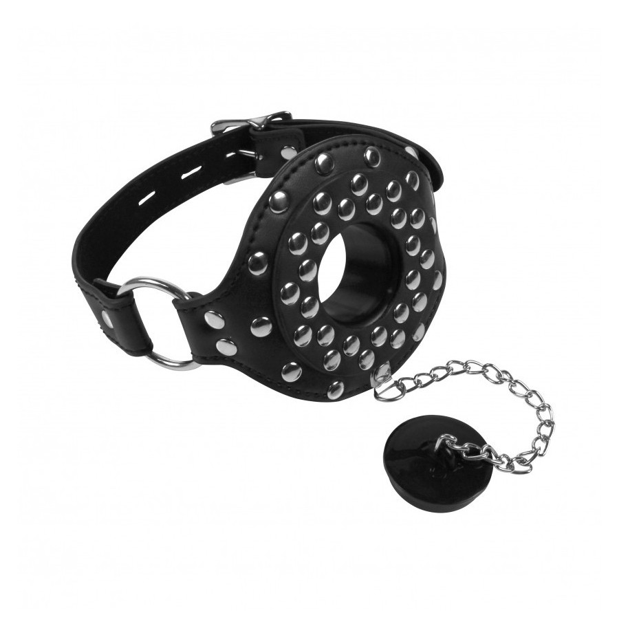 Morso con tappo Open Mouth Gag with Plug Stopper Black