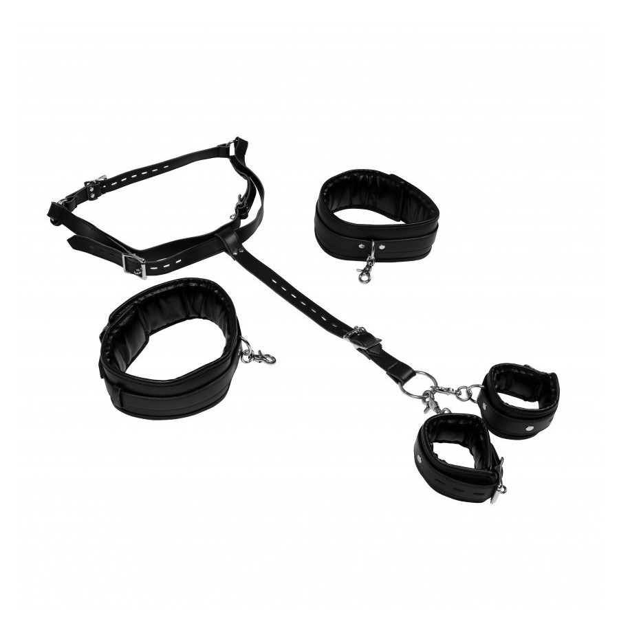 Set costrittivo per polsi e cosce Body Harness with Thigh and Hand Cuffs Black