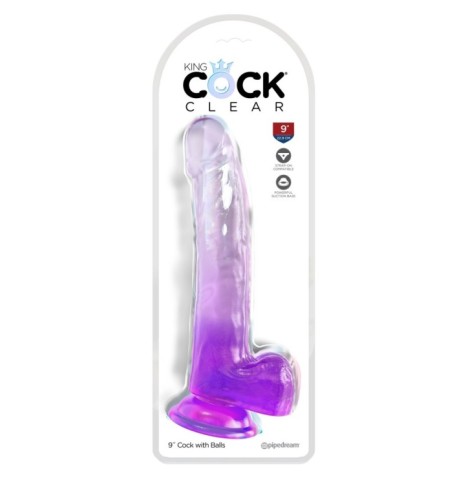 Fallo realistico con ventosa King Cock Clear 9 Inch Balls purple - ...