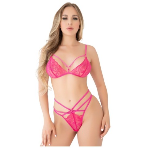 Completo intimo reggiseno con perizoma Strappy lace bra set - Intim...