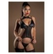 Completo intimo reggiseno e perizoma con giarrettiera Wetlook Zipper Cami Garter Set