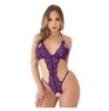 Body intimo aperto Lace bodysuit with open crotch purple