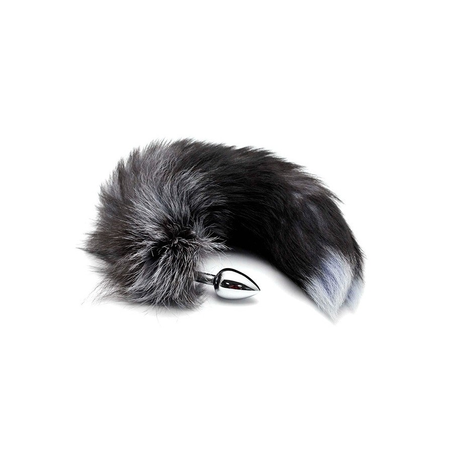 Plug anale con coda Black & White Fox Tail S