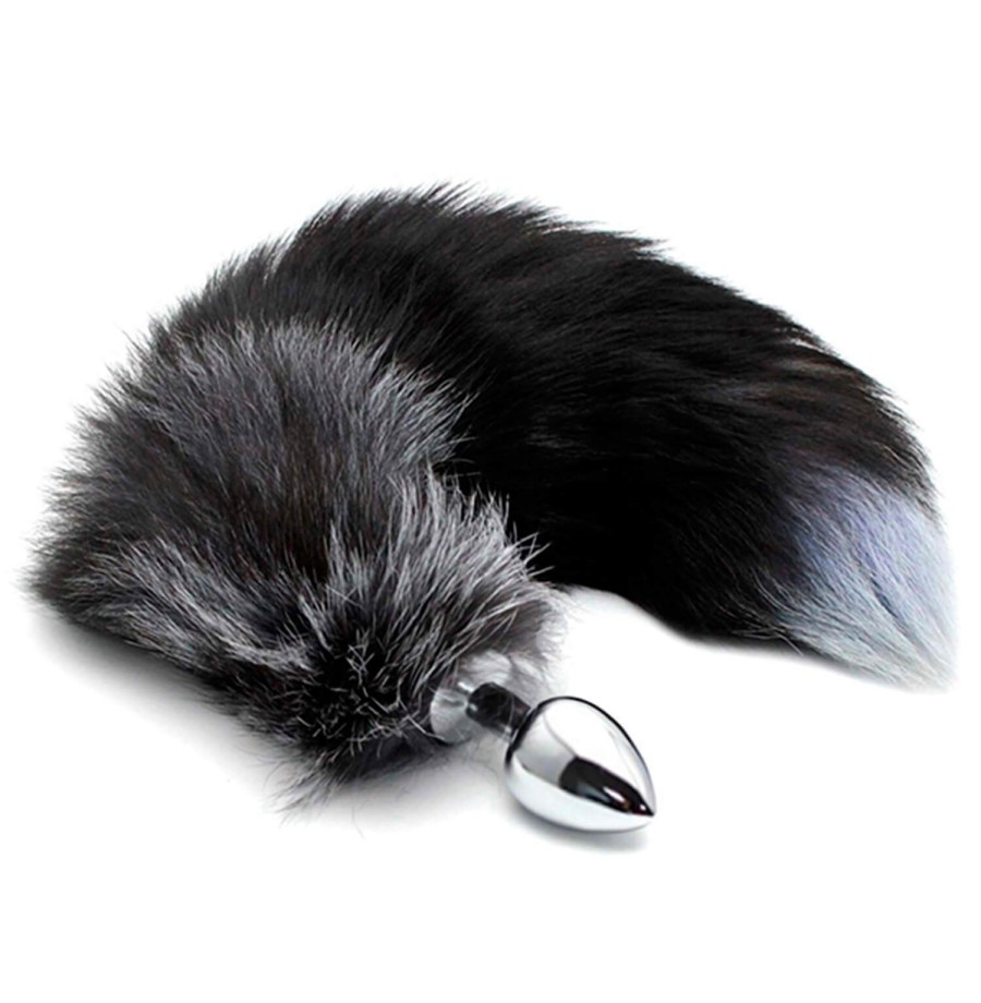 Plug anale con coda Black & White Fox Tail M