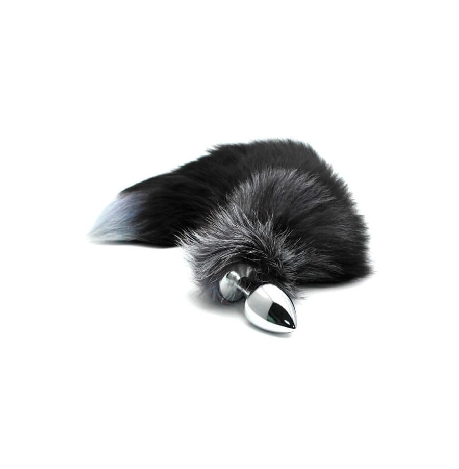 Plug anale con coda Black & White Fox Tail L