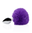 Bunny Tail with Metal Butt Plug - Purple