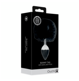 Bunny Tail with Metal Butt Plug - Black - Plug Anale - Sexy Shop In...