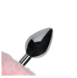 Bunny Tail with Metal Butt Plug - Pink - Plug Anale - Sexy Shop Ing...