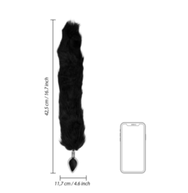 Fox Tail with Metal Butt Plug - Black - Plug Anale - Sexy Shop Ingr...