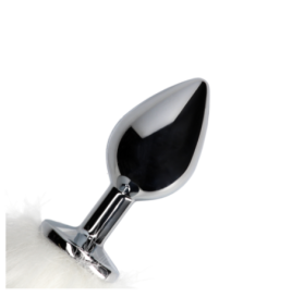 Fox Tail with Metal Butt Plug - White - Plug Anale - Sexy Shop Ingr...