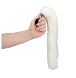 Fox Tail with Metal Butt Plug - White - Plug Anale - Sexy Shop Ingr...