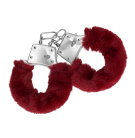 Furry Metal Hand Cuffs - Red - Manette - Sexy Shop Ingrosso