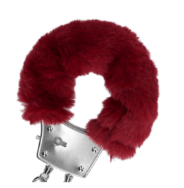 Furry Metal Hand Cuffs - Red - Manette - Sexy Shop Ingrosso