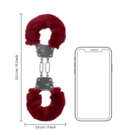 Furry Metal Hand Cuffs - Red - Manette - Sexy Shop Ingrosso