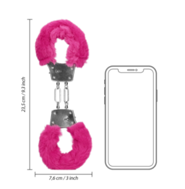 Furry Metal Hand Cuffs - Pink - Manette - Sexy Shop Ingrosso