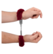 Furry Metal Hand Cuffs - Red