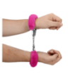 Furry Metal Hand Cuffs - Pink