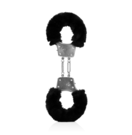 Furry Metal Hand Cuffs - Black - Manette - Sexy Shop Ingrosso