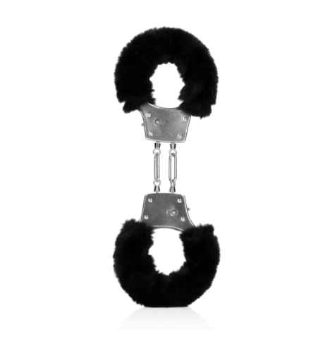 Furry Metal Hand Cuffs - Black - Manette - Sexy Shop Ingrosso