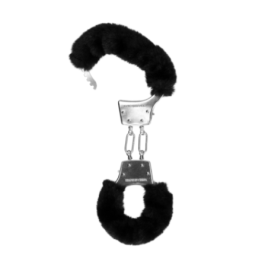 Furry Metal Hand Cuffs - Black - Manette - Sexy Shop Ingrosso