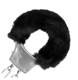 Furry Metal Hand Cuffs - Black - Manette - Sexy Shop Ingrosso