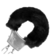 Furry Metal Hand Cuffs - Black